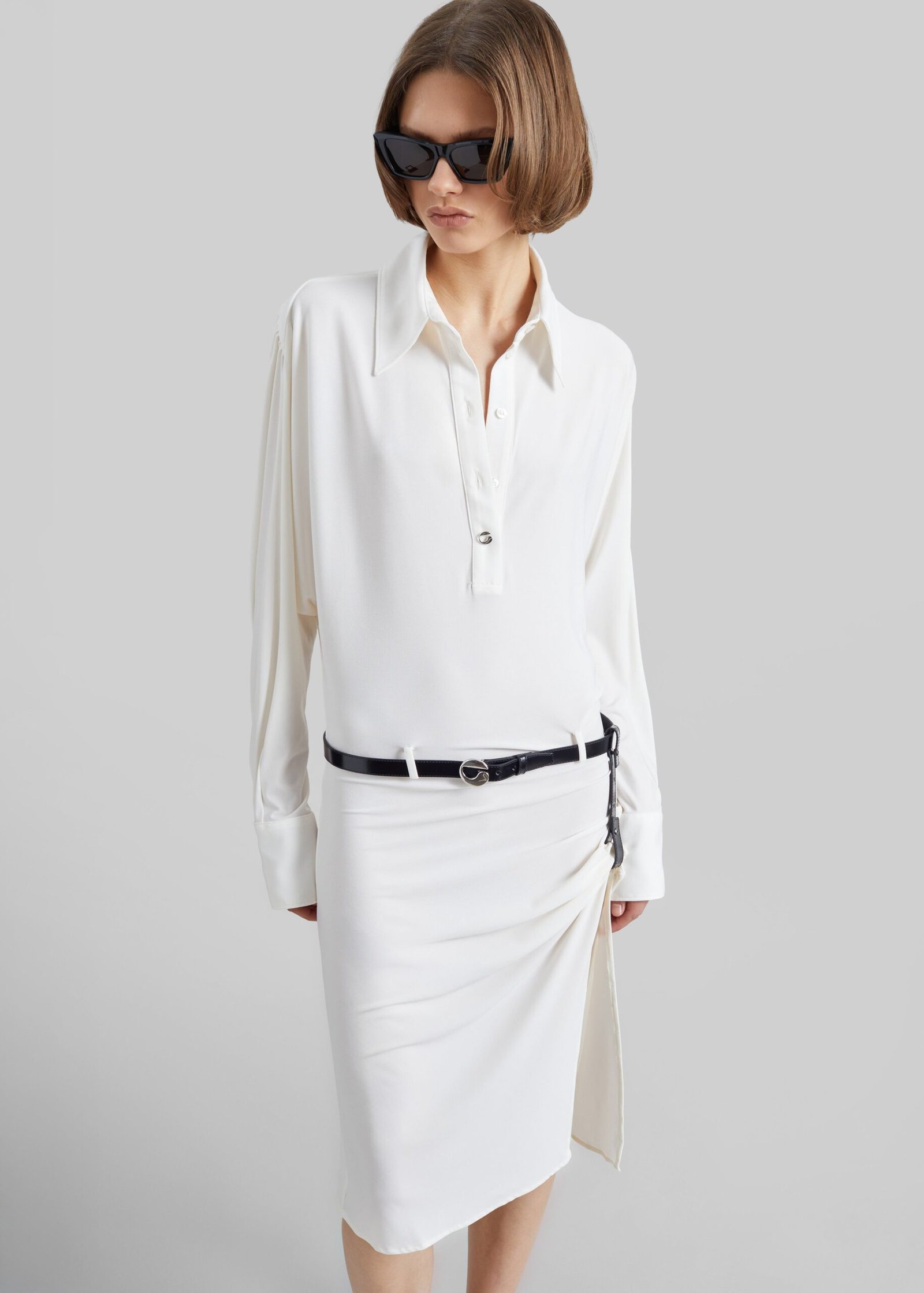 Draped Boxy Suspended Dress - White