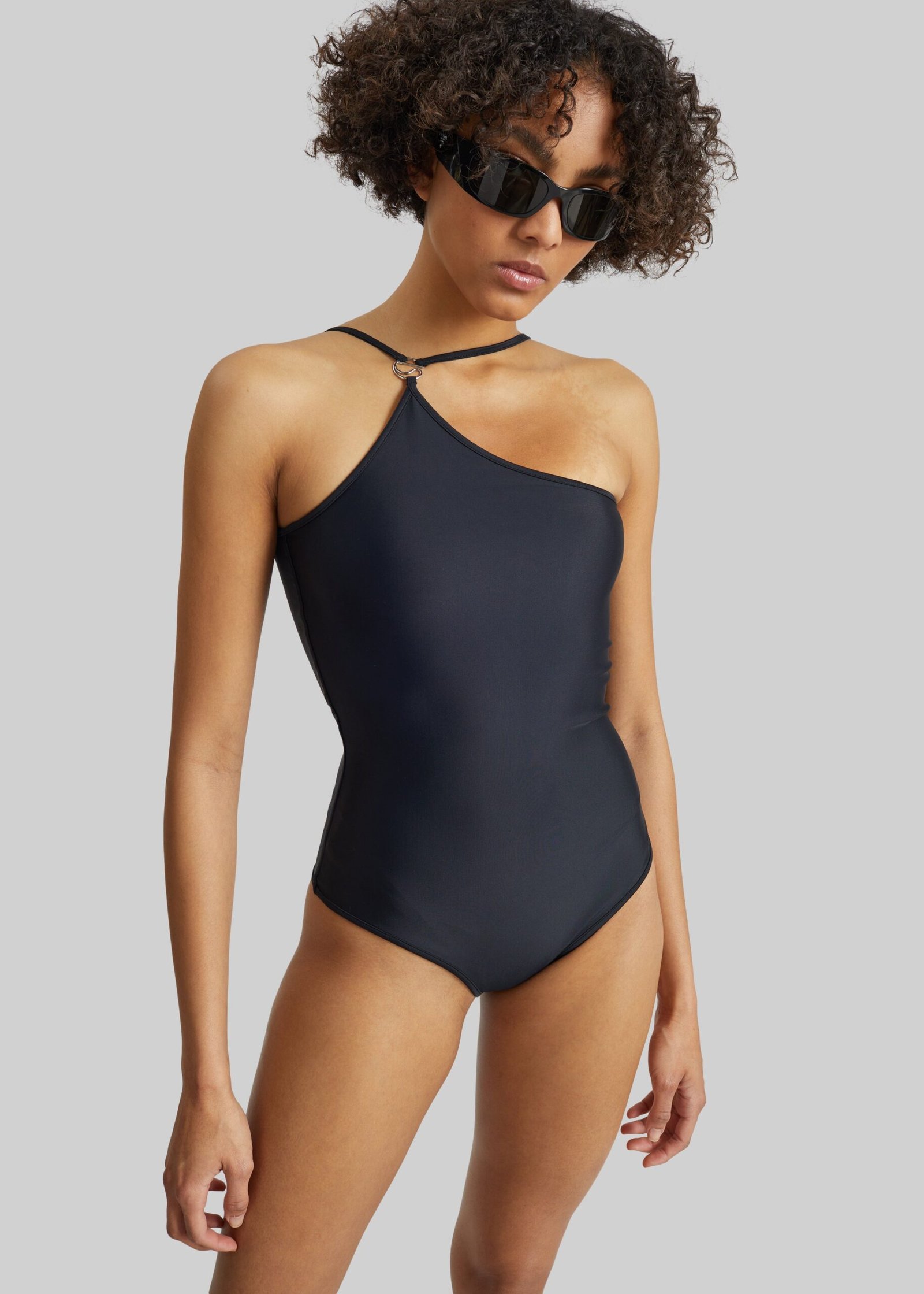 One Shoulder Swimsuit - Black