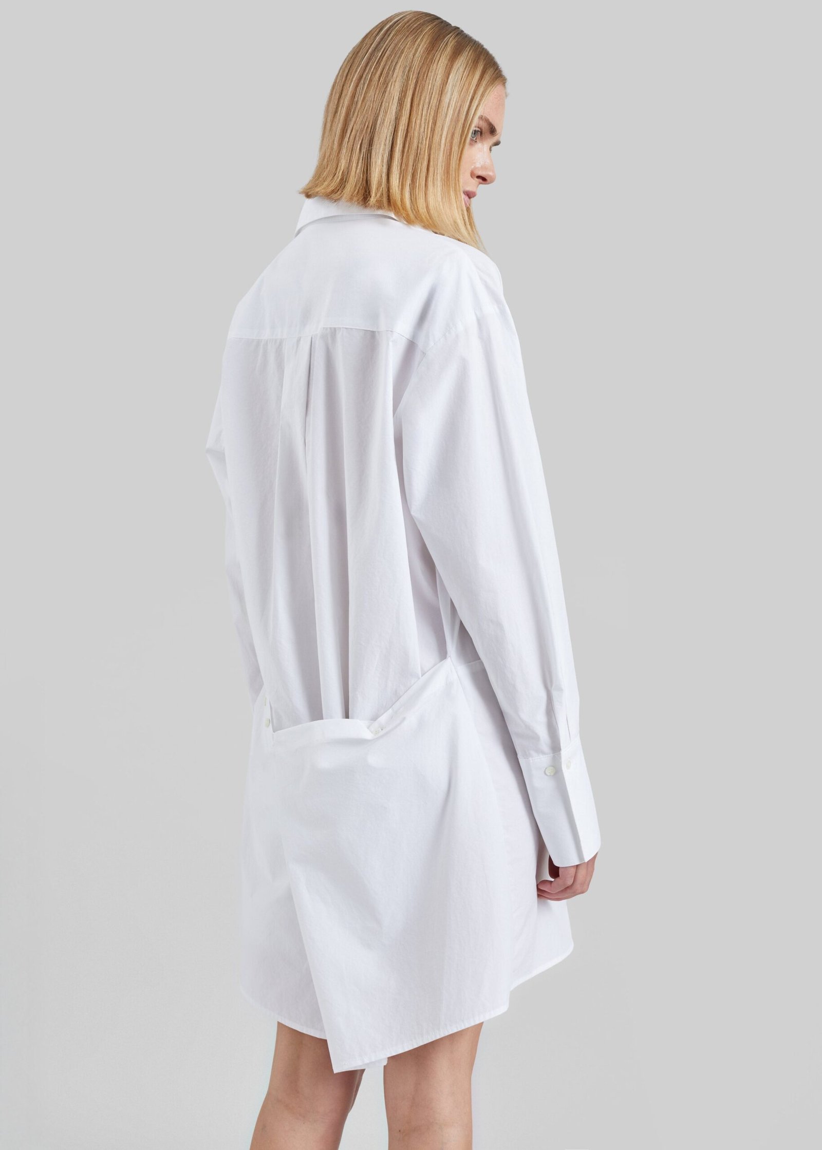 Adjustable Back Shirt Dress - White