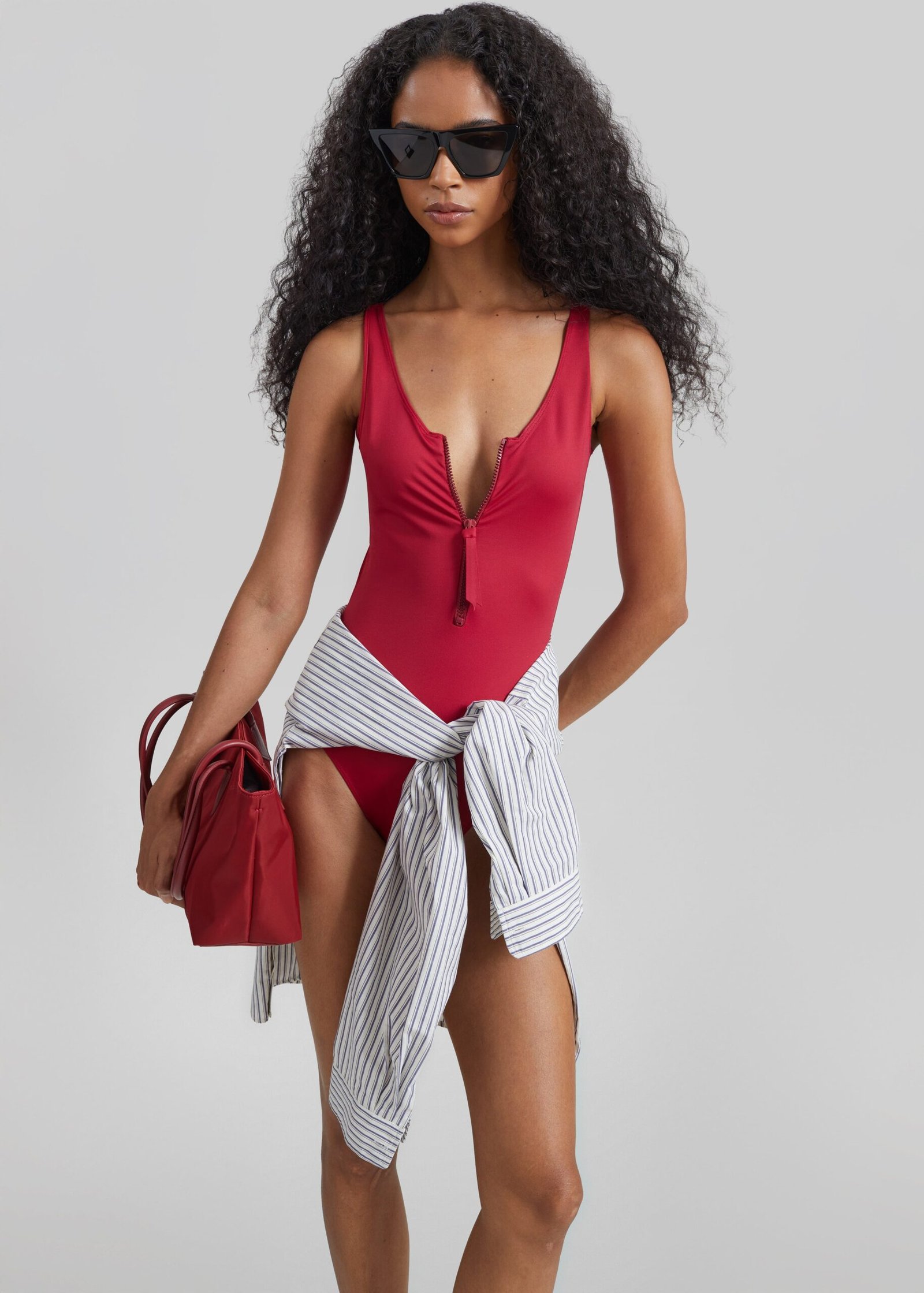 Balti Classic Zip Swimsuit - Red