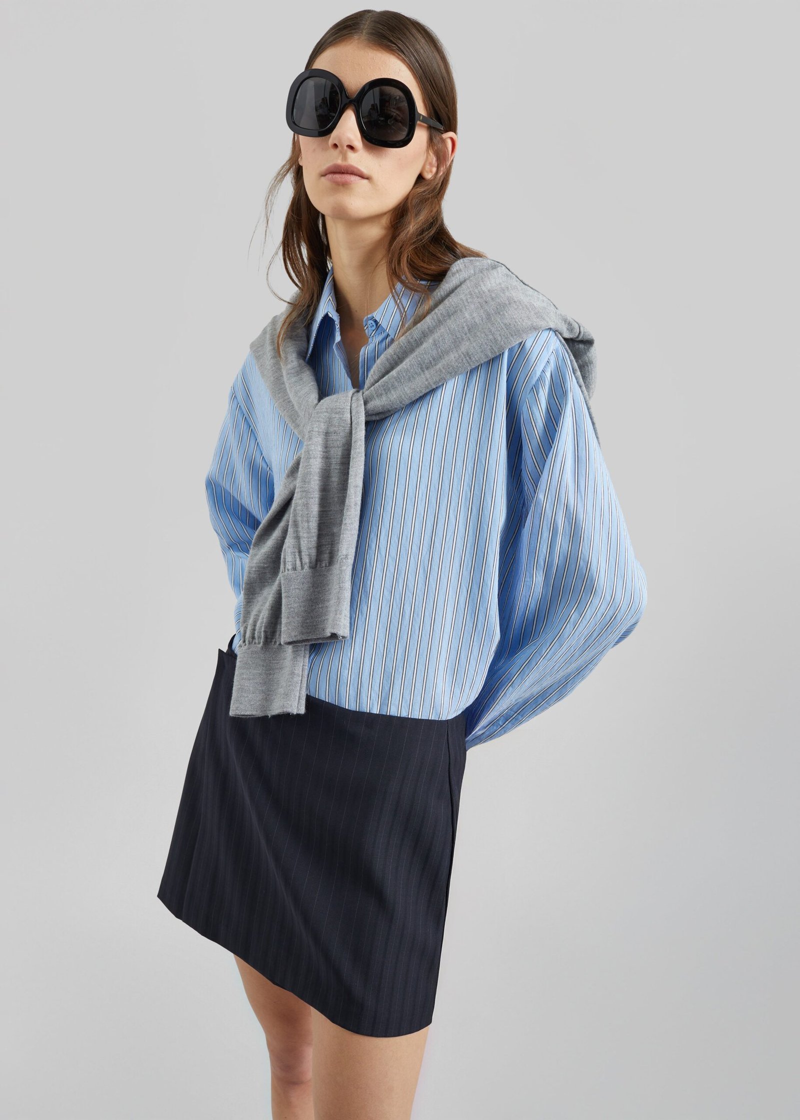 Mini Skirt - Navy/White Pinstripe